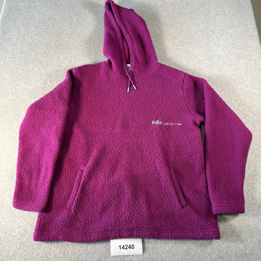 Nike Dri Fit Hoodie Womens L Purple Sherpa Fleece Therma Fit Hooded Sweatshirt